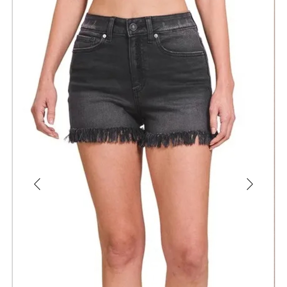 Women's Black Frayed Denim Shorts